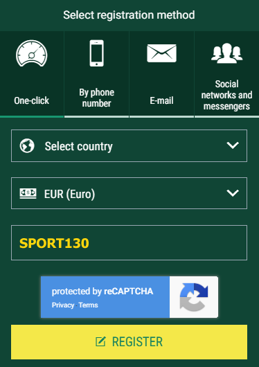 processo de registro em Betwinner.com